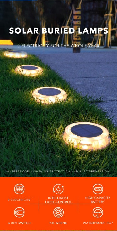 8-LED Solar Lawn Light | Outdoor Garden & Patio Stake Lamp