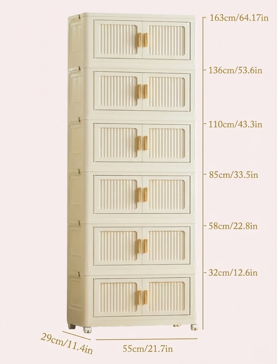 Foldable Rolling Storage Cabinet | 2–6 Layer Closet Organizer