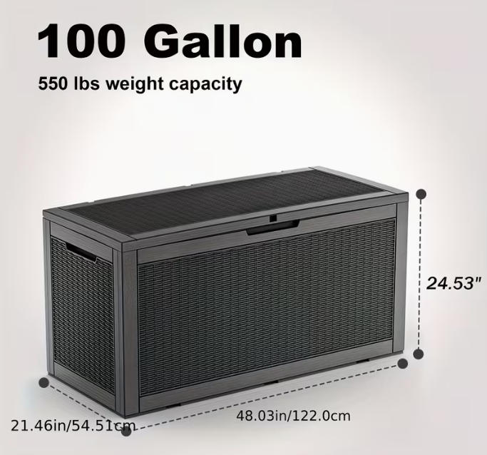 All-Season Outdoor Deck Box – Lockable Patio & Garden Storage Heavy-Duty Indoor or Outdoor Storage Deck Box – Patio, Pool, Garden, and Home