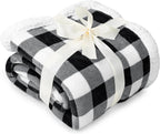 Queen Checkered Sherpa Blanket Couch Sofa Bed, White Black, 90X90 | GSM 460; Plush Flannel Fleece with Buffalo Plaid; Warm&Cozy for Home; Perfect Fall & Winter Decor Holiday Christmas Gift