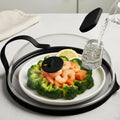 Microwave Splatter Cover with Water Steamer for Food - 10 Inch Steam Microwave Splatter Guard with Handle Splash Oven Lid with Built in Steamer Plate Covers for Heating Food - Black