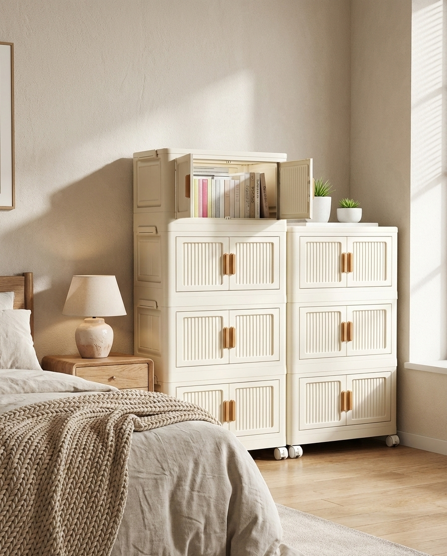 Foldable Rolling Storage Cabinet | 2–6 Layer Closet Organizer