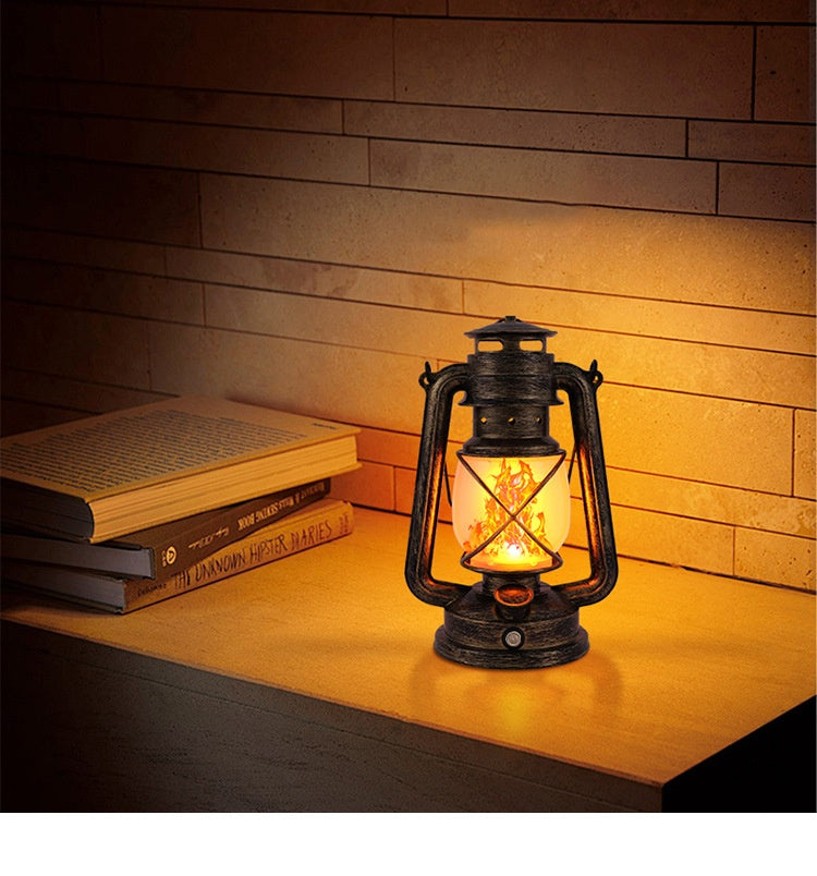Retro Flame Rechargeable LED Lantern – Portable Indoor & Outdoor Table Lamp