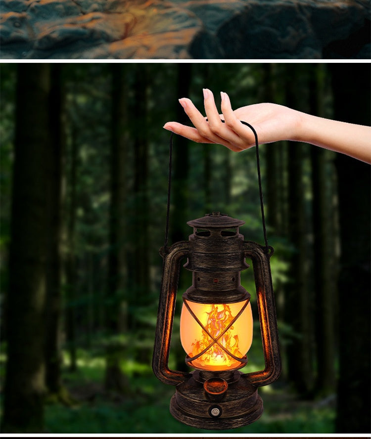 Retro Flame Rechargeable LED Lantern – Portable Indoor & Outdoor Table Lamp