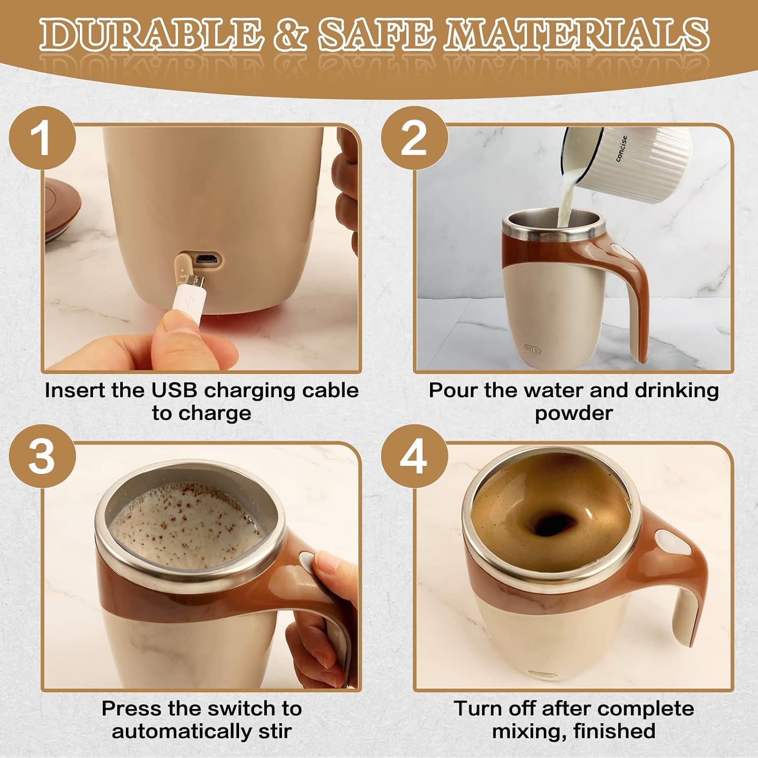 Self Stirring Mug,Rechargeable Automatic Magnetic Self Stirring Coffee Mug,Rotating Home Office Travel Mixing Cup,To Stir Coffee, Chocolate, Milk, Protein,Cocoa Etc, Great for Office, School, Gym…