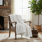 Tache White Ivory Polar Faux Fur Sherpa Throw Blanket