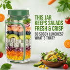 Salad Pod Portable Salad Jar with Leakproof Dressing Container, Meal Prep, Food Storage Container for Office, Work, Travel, Picnic, Gym and Outdoor Use