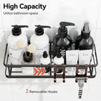 Shower Caddy Adhesive, Rustproof Shower Organizer with Soap Holder, Large Capacity Shower Shelves for inside Shower, No Drilling Bathroom Organizers and Storage for Home Decor 6 Pack Black