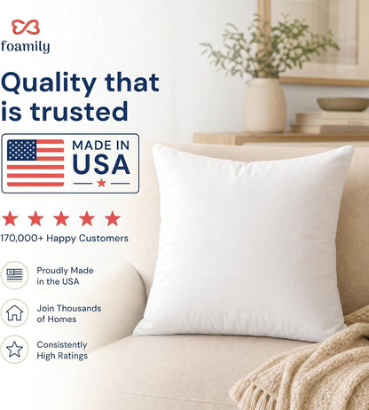 Couch Pillows Inserts 16X16 (Set of 4) Premium Decorative Pillows for Couch, Bed & Living Room, Soft Fluffy Throw Pillow Inserts for Home Décor