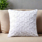 White Roses Faux Fur Decorative Pillow Cover