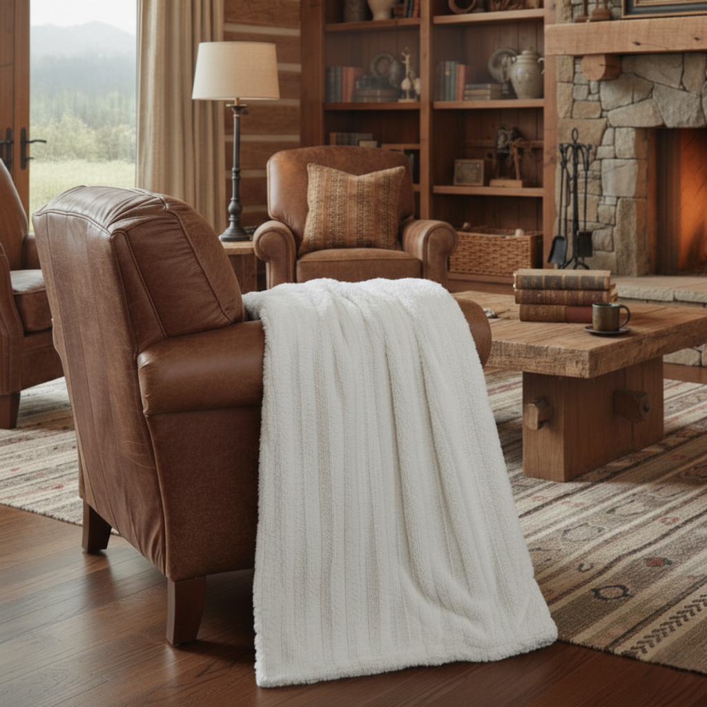 Tache White Ivory Polar Faux Fur Sherpa Throw Blanket