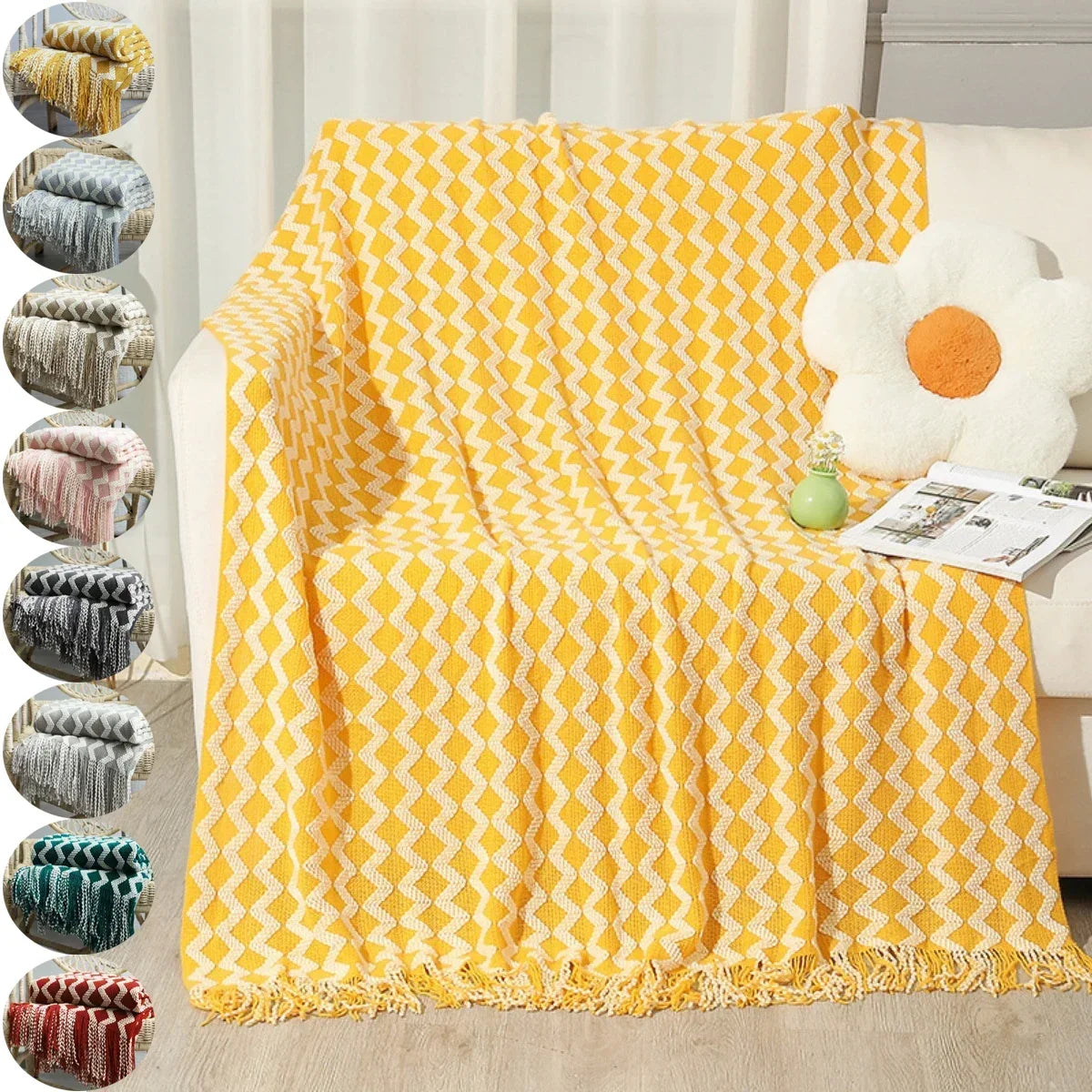 1PC Battilo Solid Knitted Throw Blanket Soft Weave Blankets for Sofa Bed Plaid Blanket Decorative Throws Luxury Bed Cover
