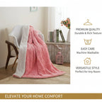 Luxury Blossom Pink Rose Buds Pink Sherpa Backside Faux Fur Throw Blanket