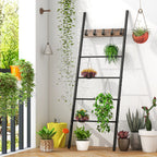 Decorative Blanket Ladder with 5 Removable Hooks