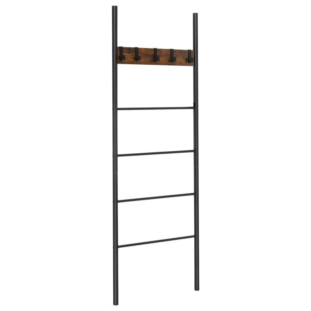 Decorative Blanket Ladder with 5 Removable Hooks