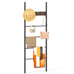 Decorative Blanket Ladder with 5 Removable Hooks