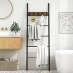 Decorative Blanket Ladder with 5 Removable Hooks