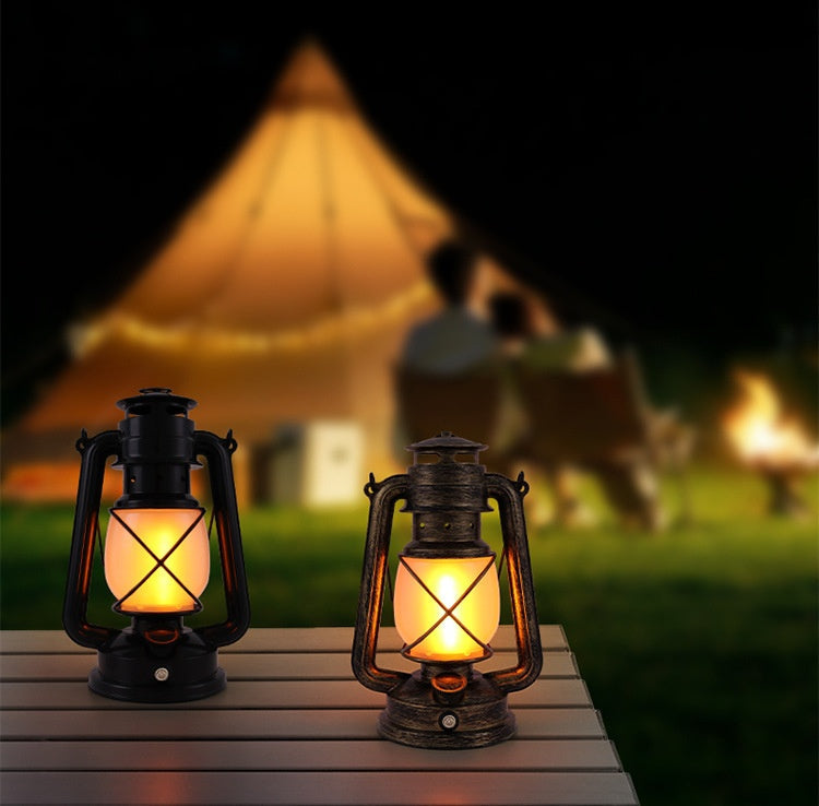 Retro Flame Rechargeable LED Lantern – Portable Indoor & Outdoor Table Lamp