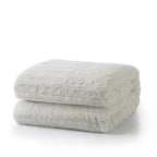 Tache White Ivory Polar Faux Fur Sherpa Throw Blanket