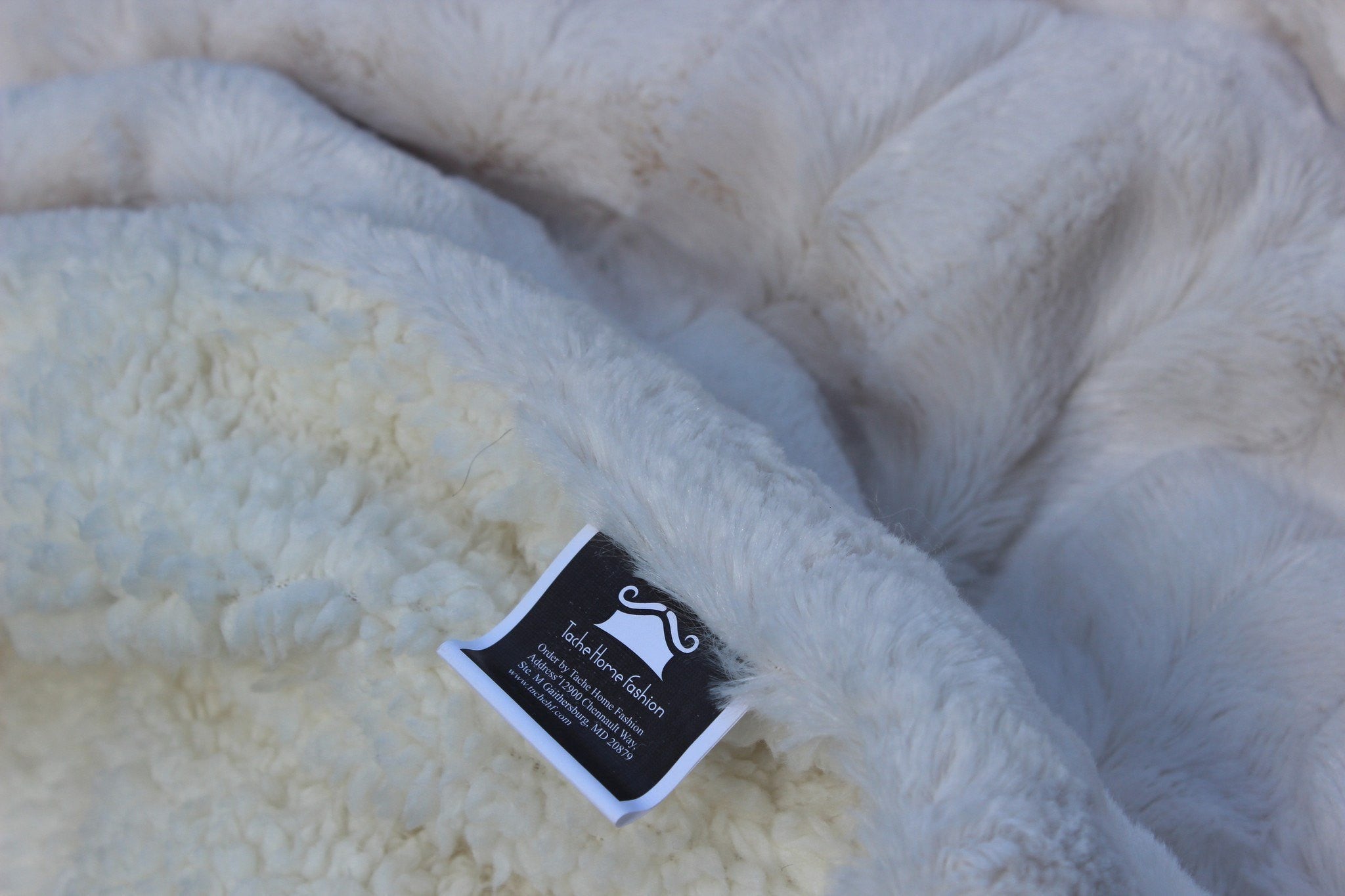 Tache White Ivory Polar Faux Fur Sherpa Throw Blanket