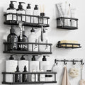Shower Caddy Adhesive, Rustproof Shower Organizer with Soap Holder, Large Capacity Shower Shelves for inside Shower, No Drilling Bathroom Organizers and Storage for Home Decor 6 Pack Black