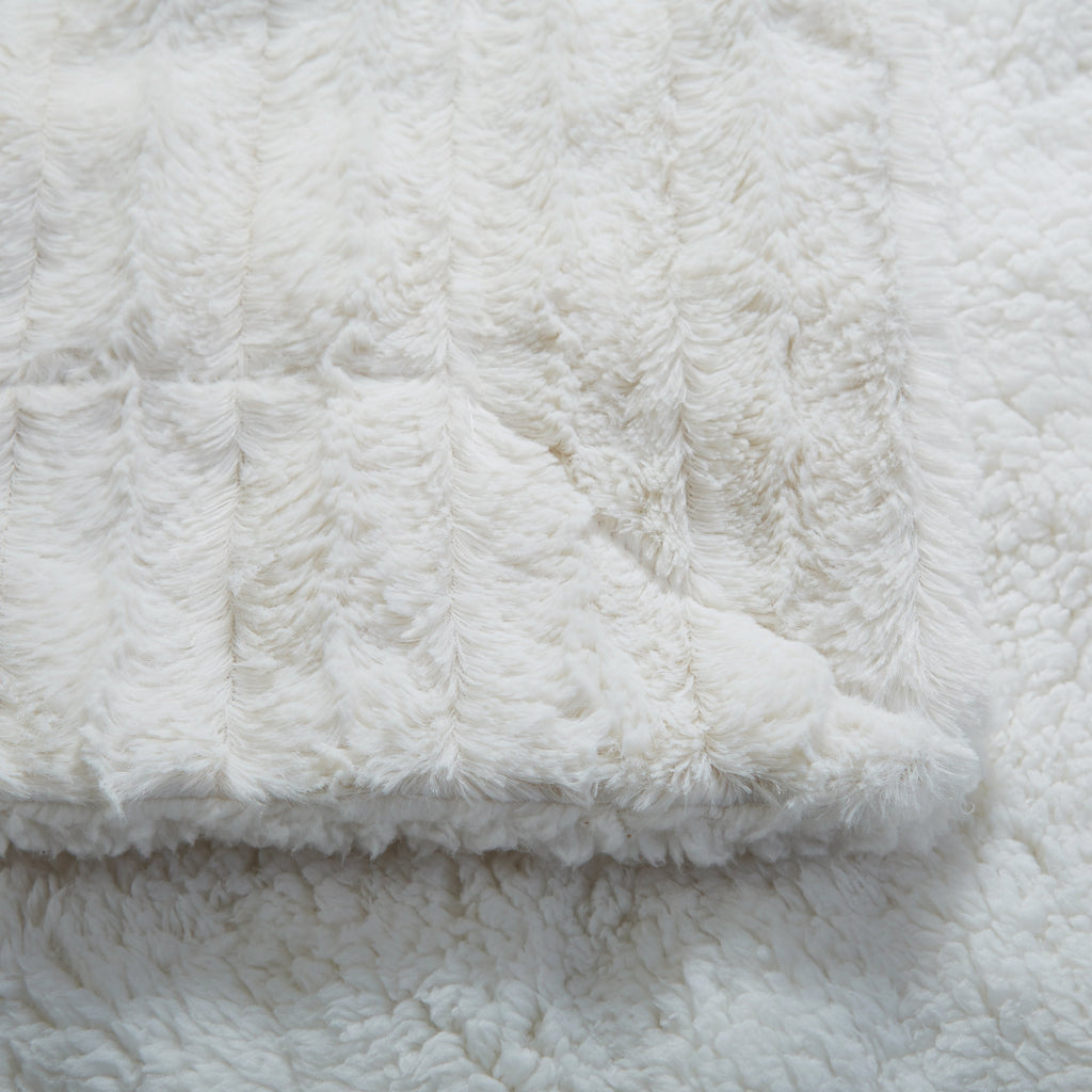 Tache White Ivory Polar Faux Fur Sherpa Throw Blanket