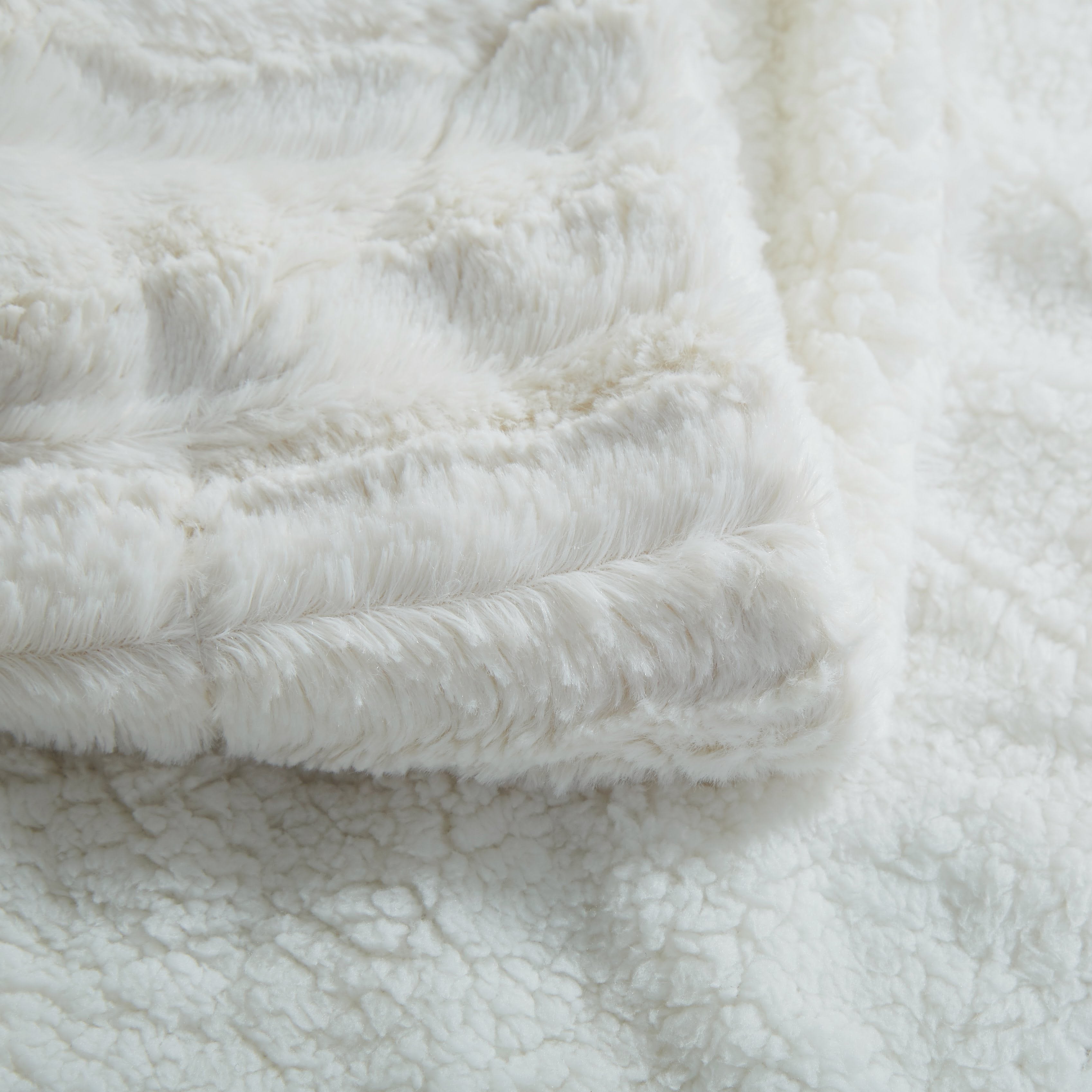 Tache White Ivory Polar Faux Fur Sherpa Throw Blanket