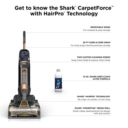 Shark Carpetforce Hairpro Upright Carpet Cleaner W/ Powerfins - EX551