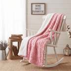 Luxury Blossom Pink Rose Buds Pink Sherpa Backside Faux Fur Throw Blanket