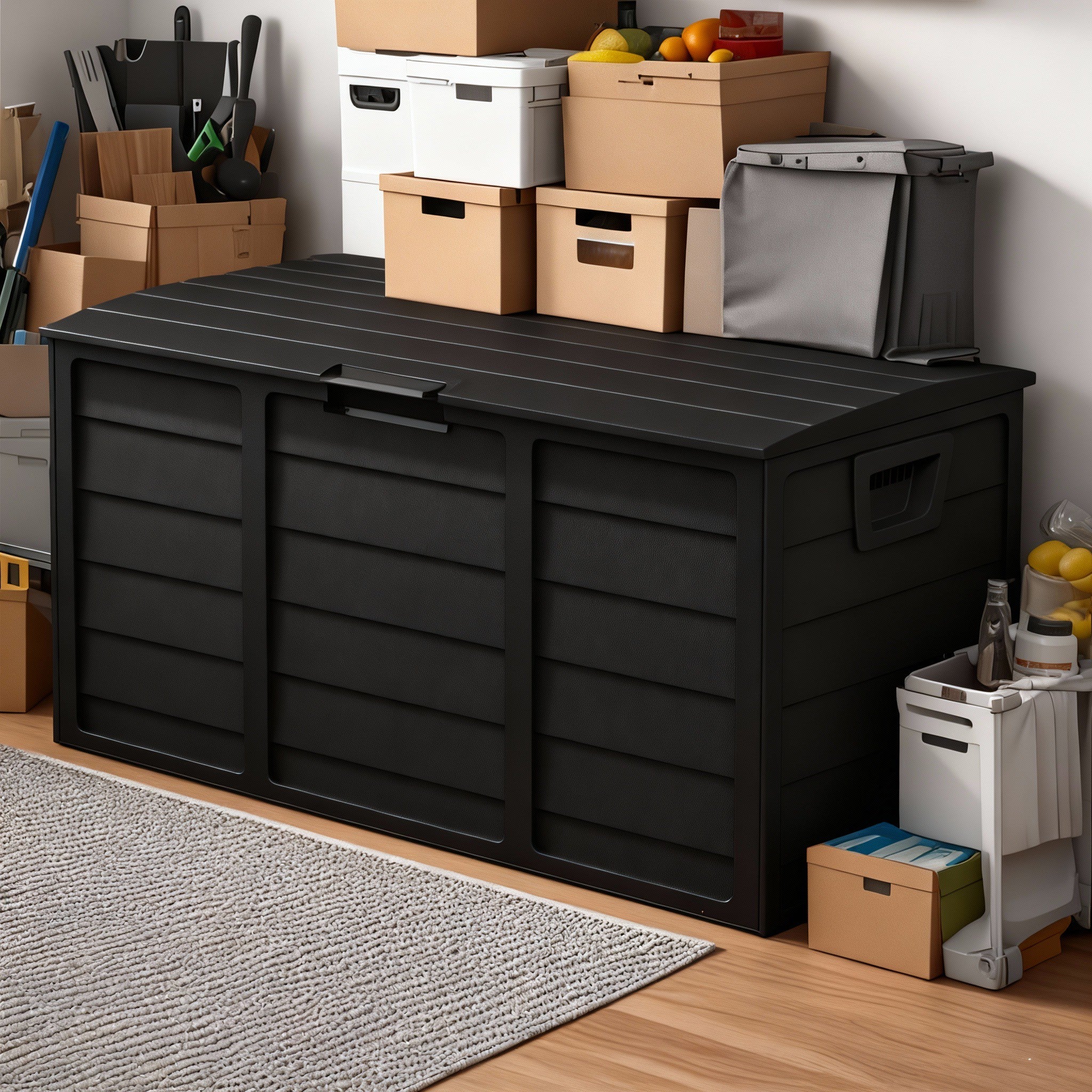 All-Season Outdoor Deck Box – Lockable Patio & Garden Storage Heavy-Duty Indoor or Outdoor Storage Deck Box – Patio, Pool, Garden, and Home