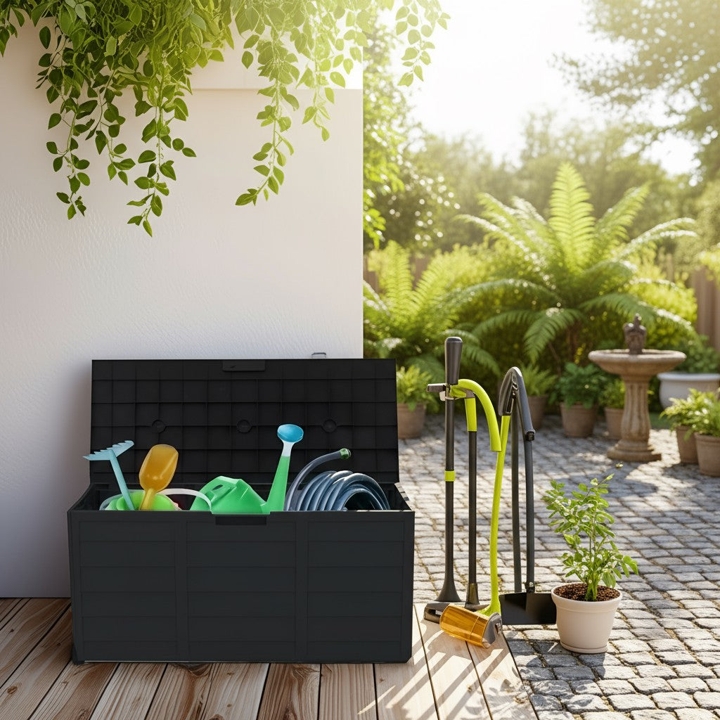 All-Season Outdoor Deck Box – Lockable Patio & Garden Storage Heavy-Duty Indoor or Outdoor Storage Deck Box – Patio, Pool, Garden, and Home