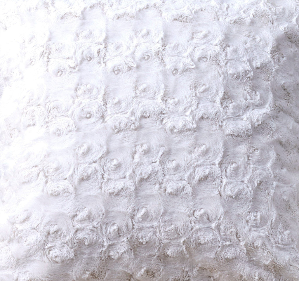 White Roses Faux Fur Decorative Pillow Cover
