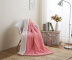 Luxury Blossom Pink Rose Buds Pink Sherpa Backside Faux Fur Throw Blanket