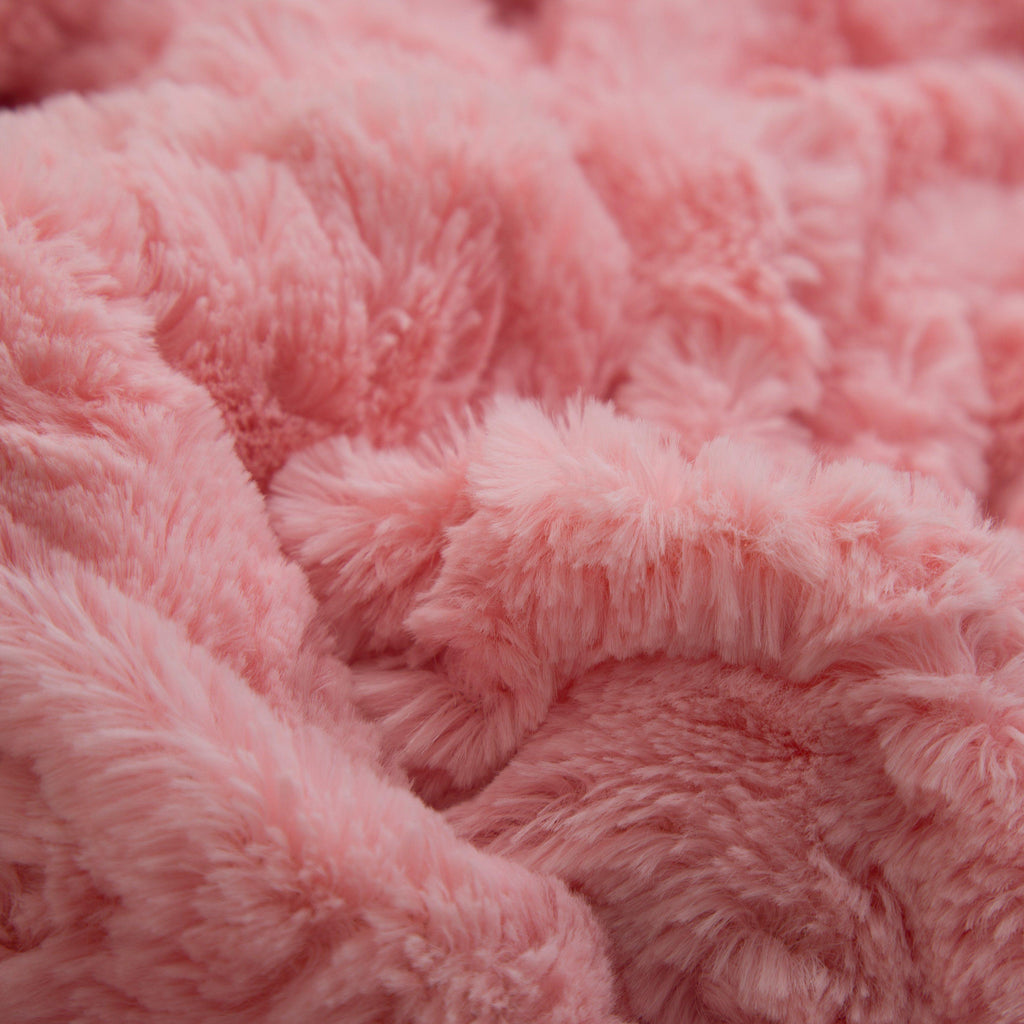 Luxury Blossom Pink Rose Buds Pink Sherpa Backside Faux Fur Throw Blanket