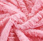 Luxury Blossom Pink Rose Buds Pink Sherpa Backside Faux Fur Throw Blanket