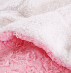Luxury Blossom Pink Rose Buds Pink Sherpa Backside Faux Fur Throw Blanket