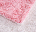 Luxury Blossom Pink Rose Buds Pink Sherpa Backside Faux Fur Throw Blanket