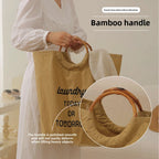 Laundry Today or Tomorrow Large Canvas Laundry Hamper with Bamboo Handles