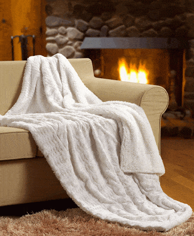 Tache White Ivory Polar Faux Fur Sherpa Throw Blanket